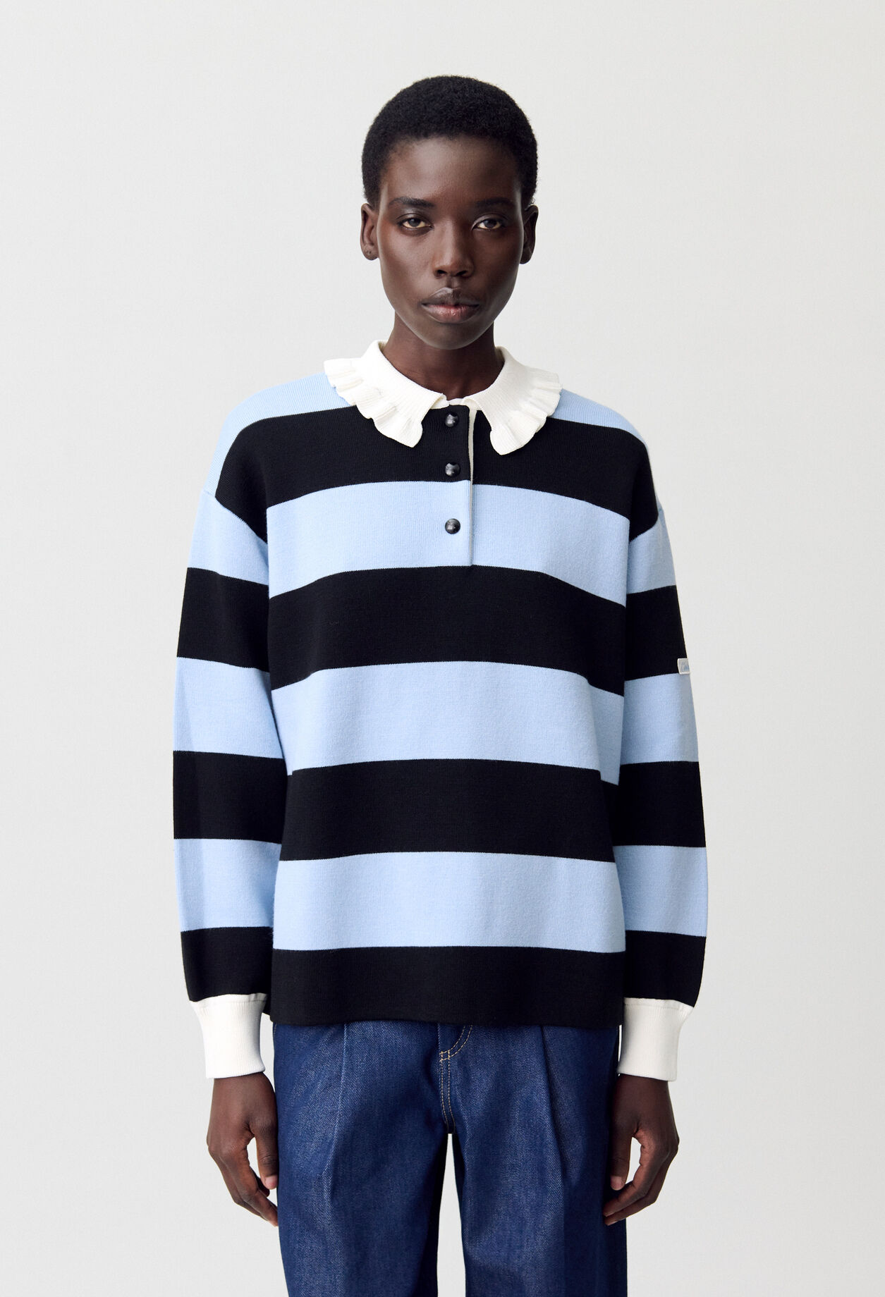 Pull polo large rayures