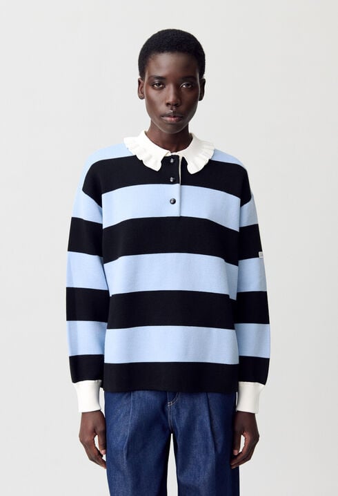 Pull polo large rayures