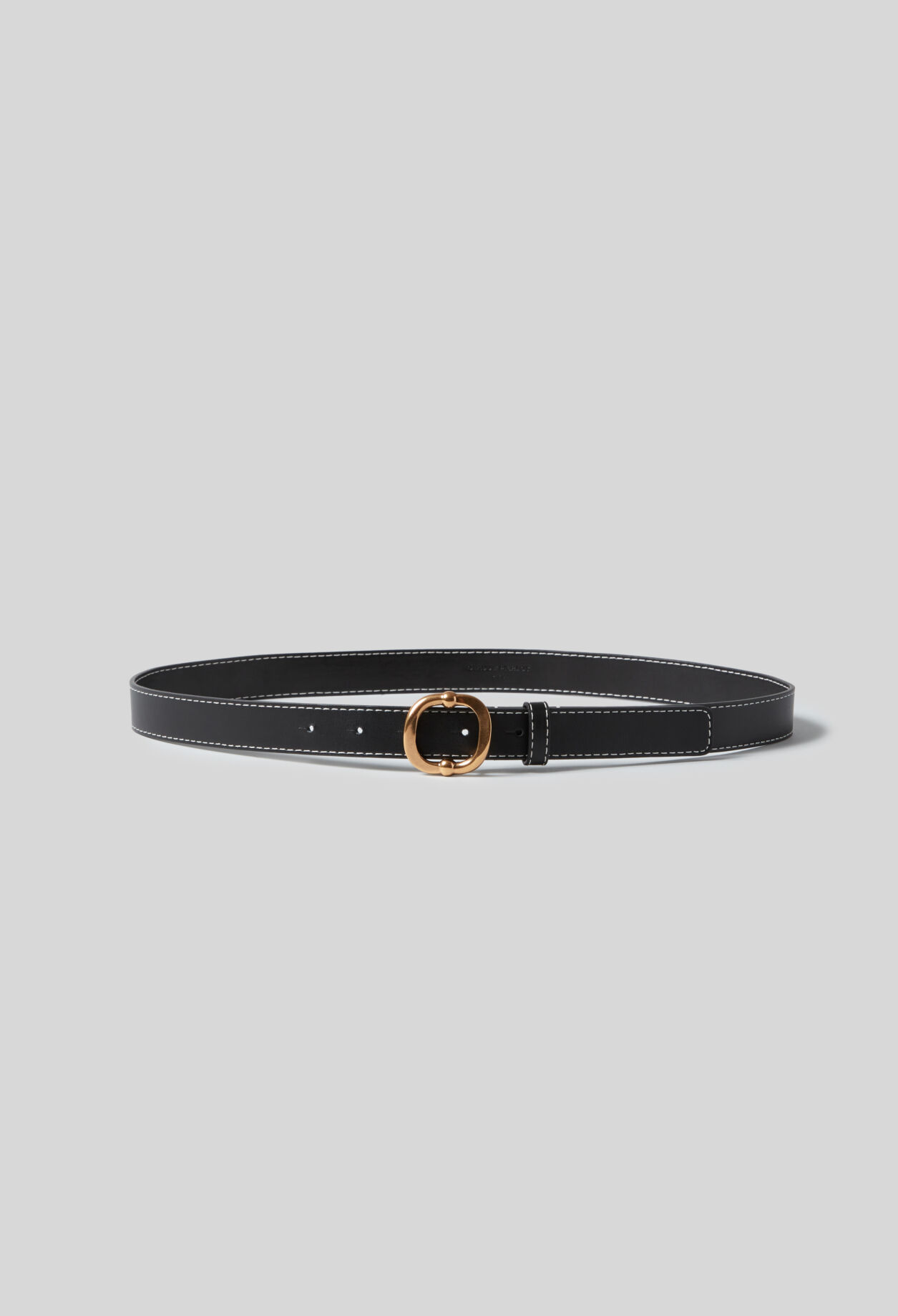 Leather belt gold buckle