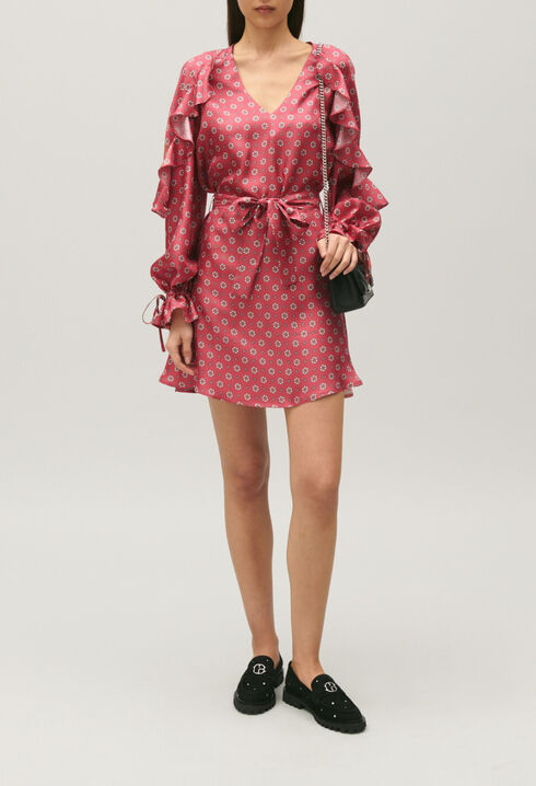 Printed satin mini dress