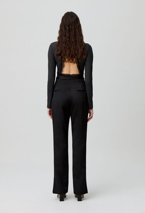 Pantalon droit satiné