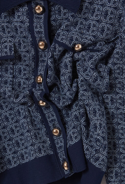 CP monogram cardigan with collar
