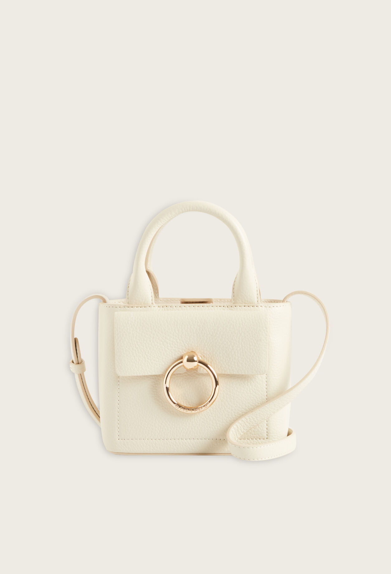 Ecru grained leather Anouck nano bag