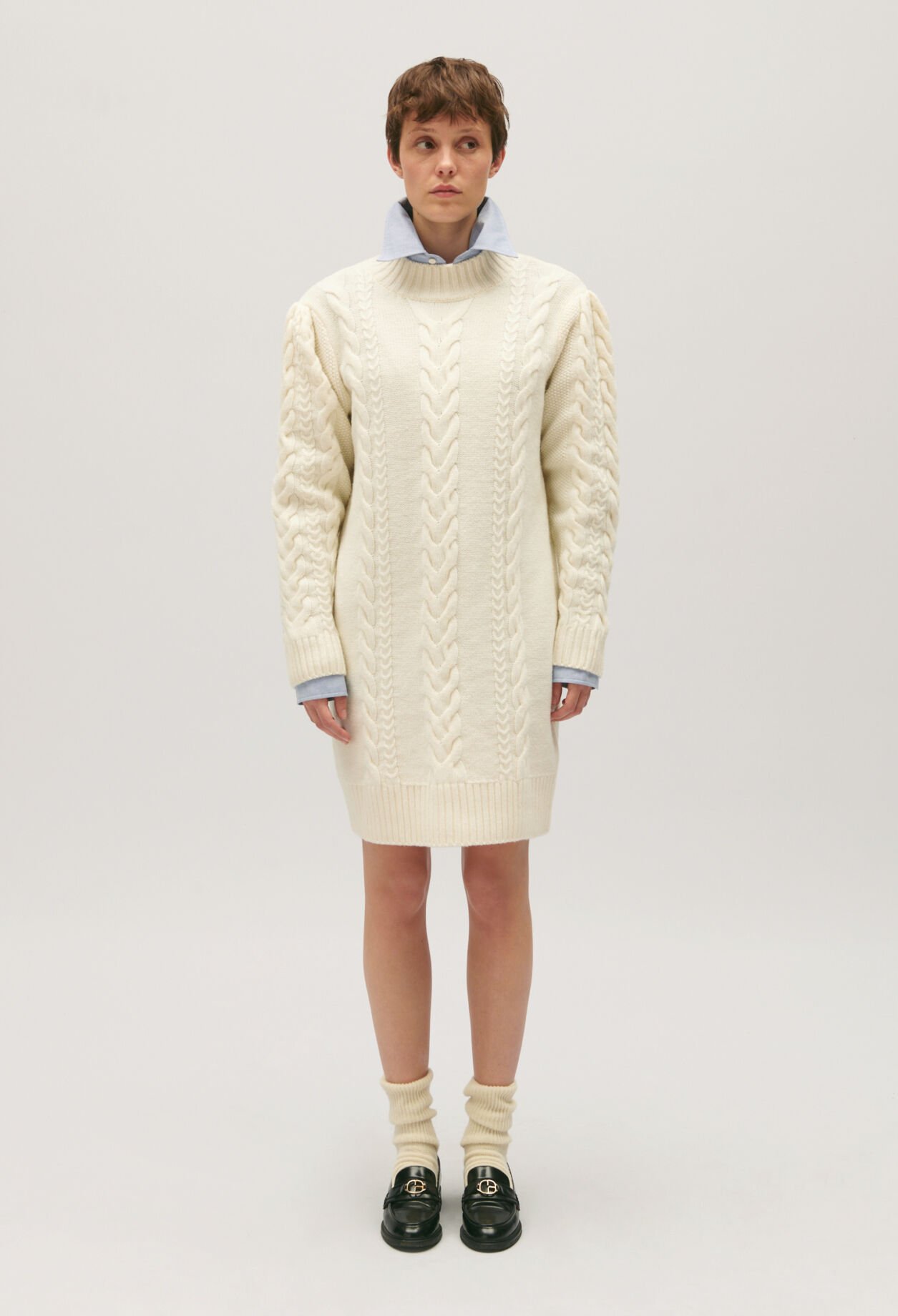 Ecru knitted jumper dress