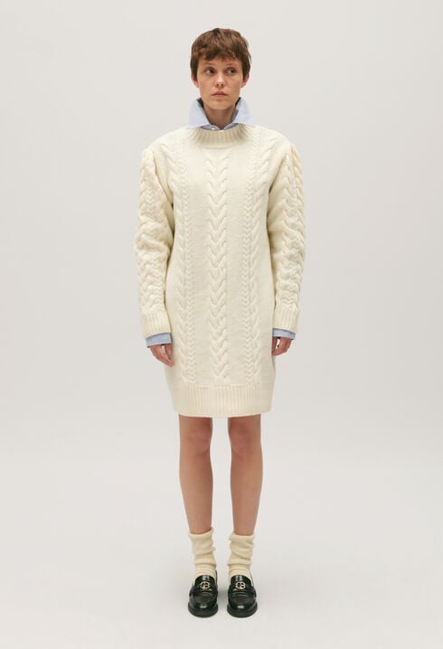 Ecru knitted jumper dress
