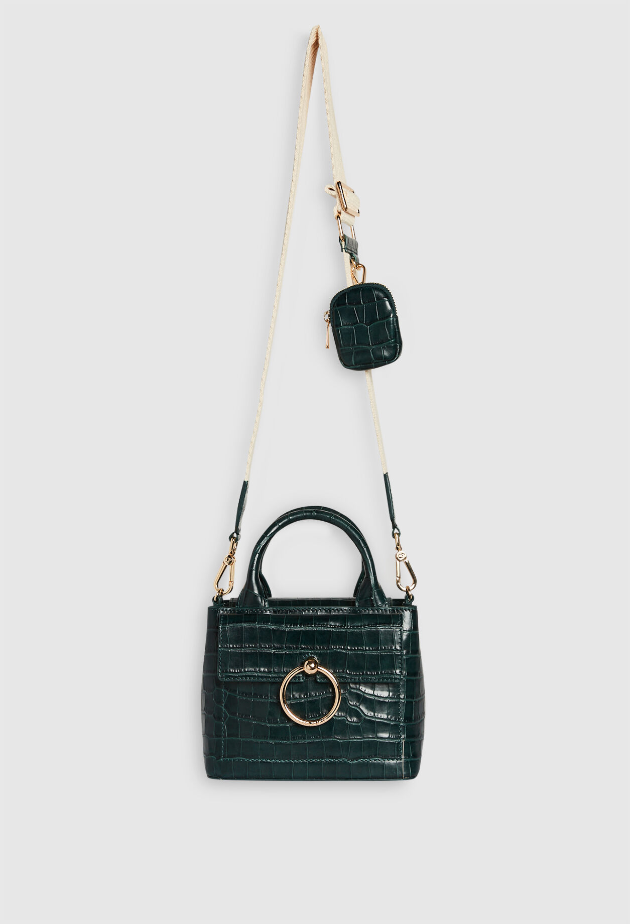Dual-material crossbody bag   leather