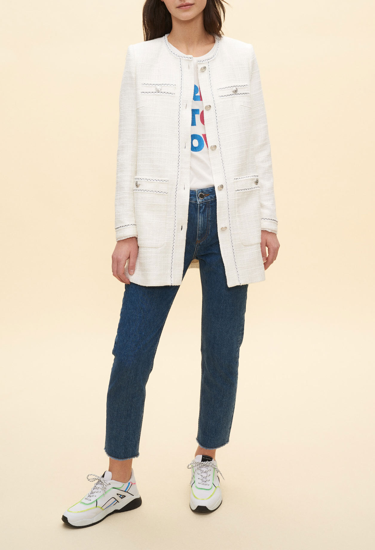 Tweed-style longline jacket