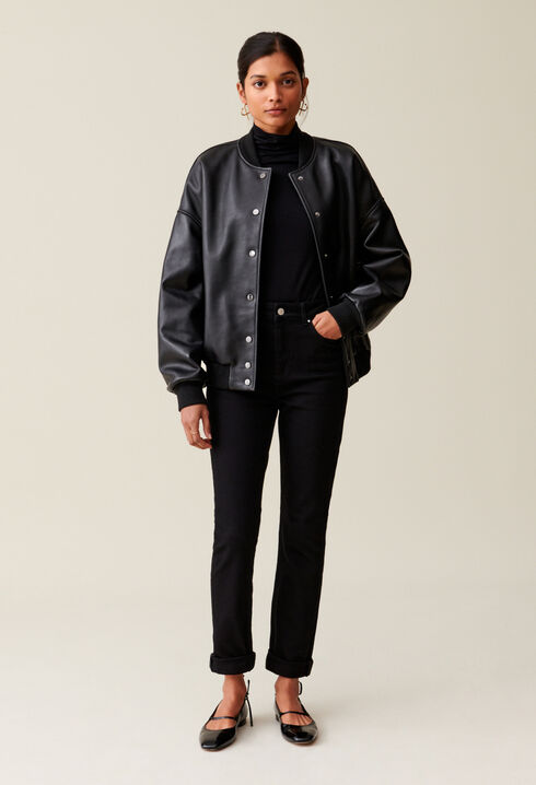 Jean Toto Leather Bomber
