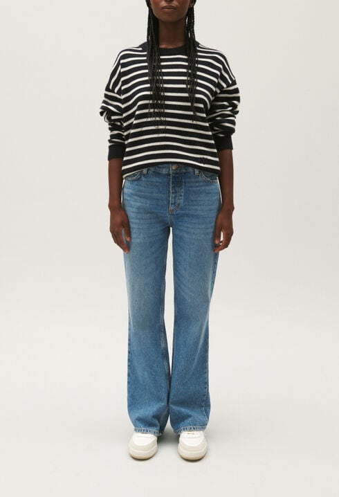 Pull cachemire rayures bicolores