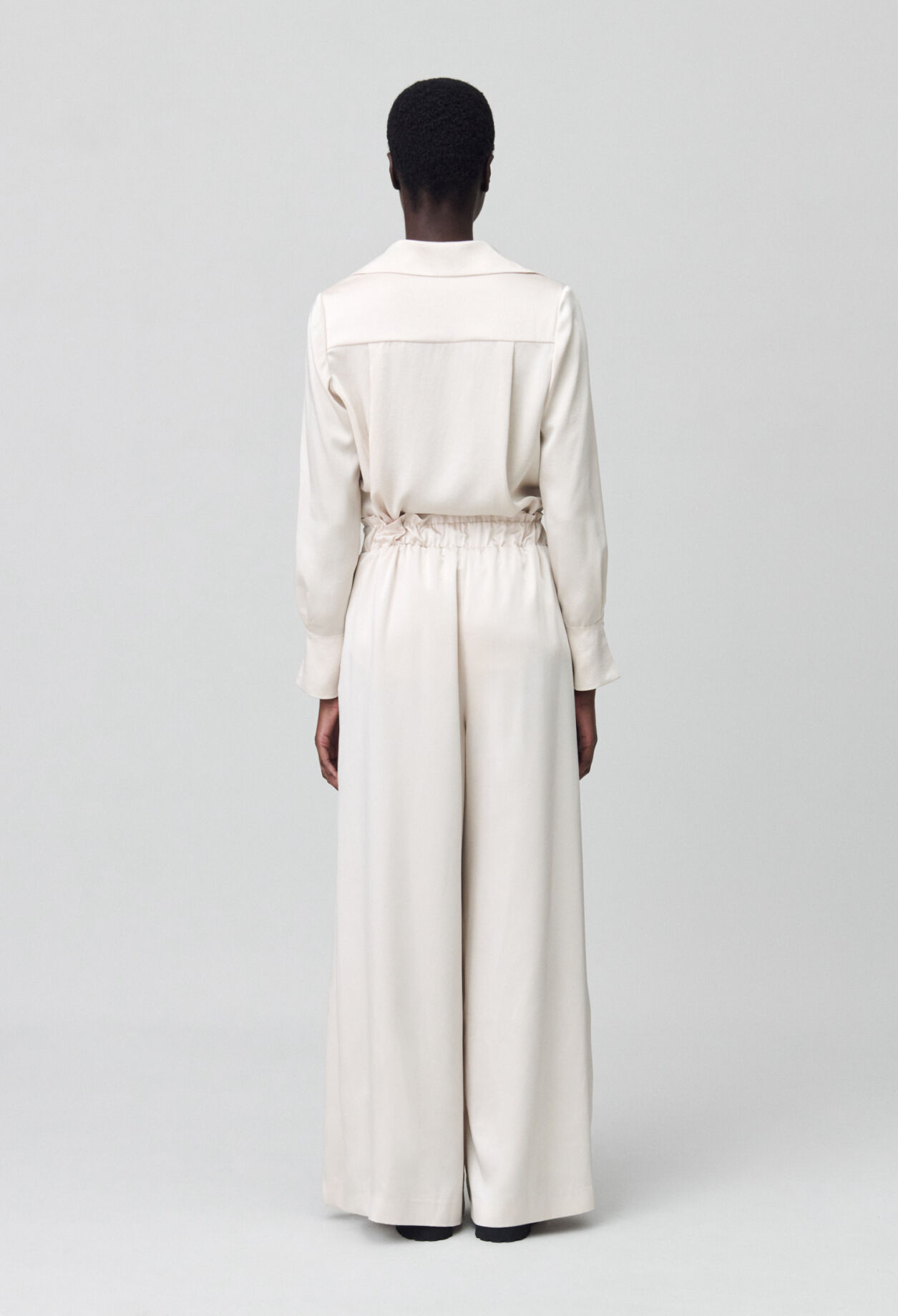 Wide-leg trousers with smocked waistband