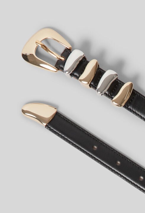 Leather Belt with Gold Buckle