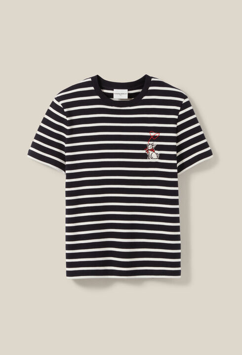 T-shirt marinière broderie Jean Toto