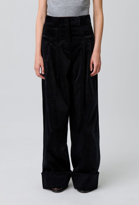 Pantalon large velours