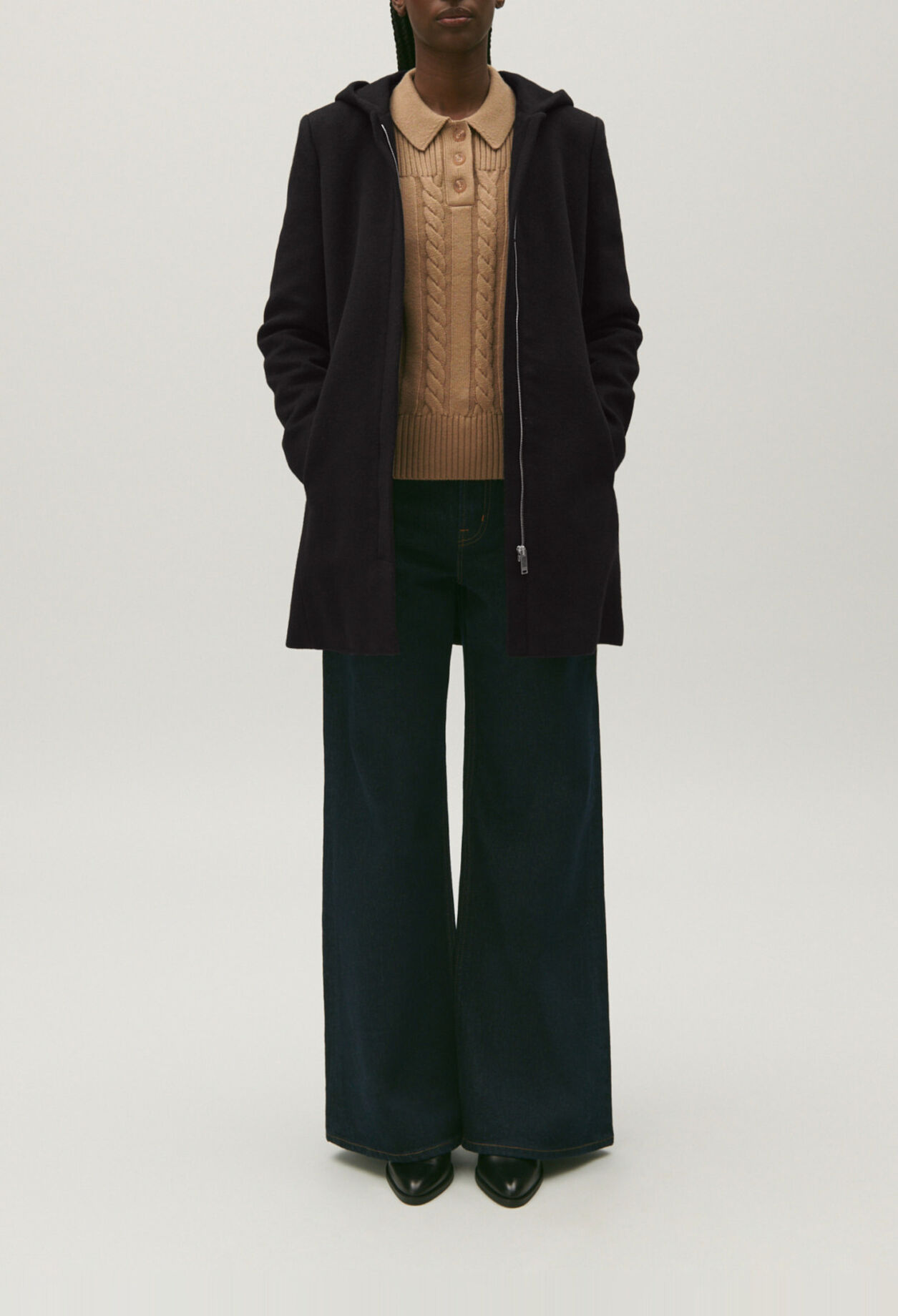 Manteau ceinturé en laine et cachemire