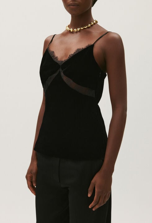 Black velour cami