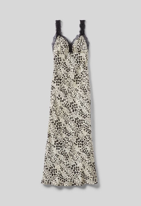 Robe satin imprim&eacute; l&eacute;opard