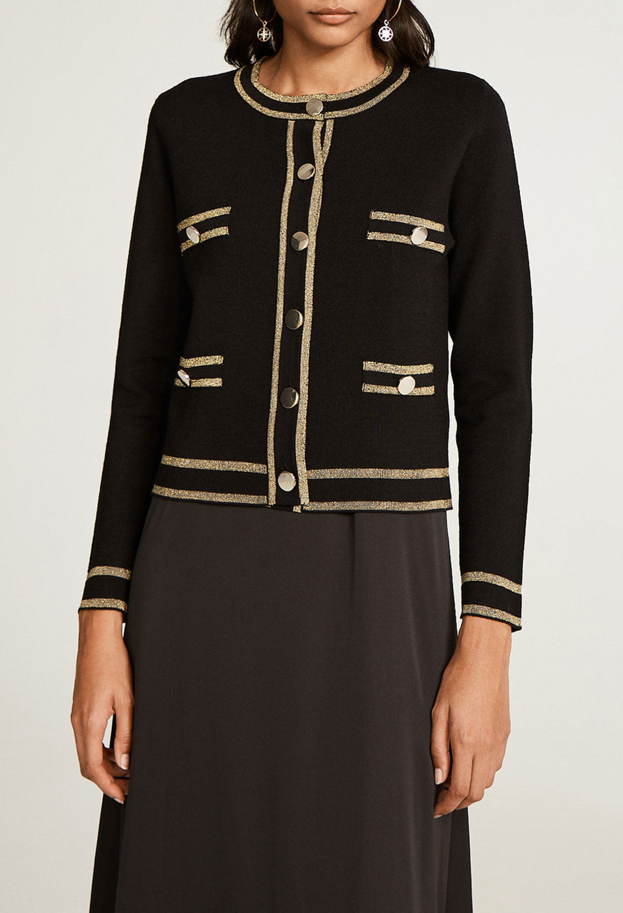 Cardigan noir et doré