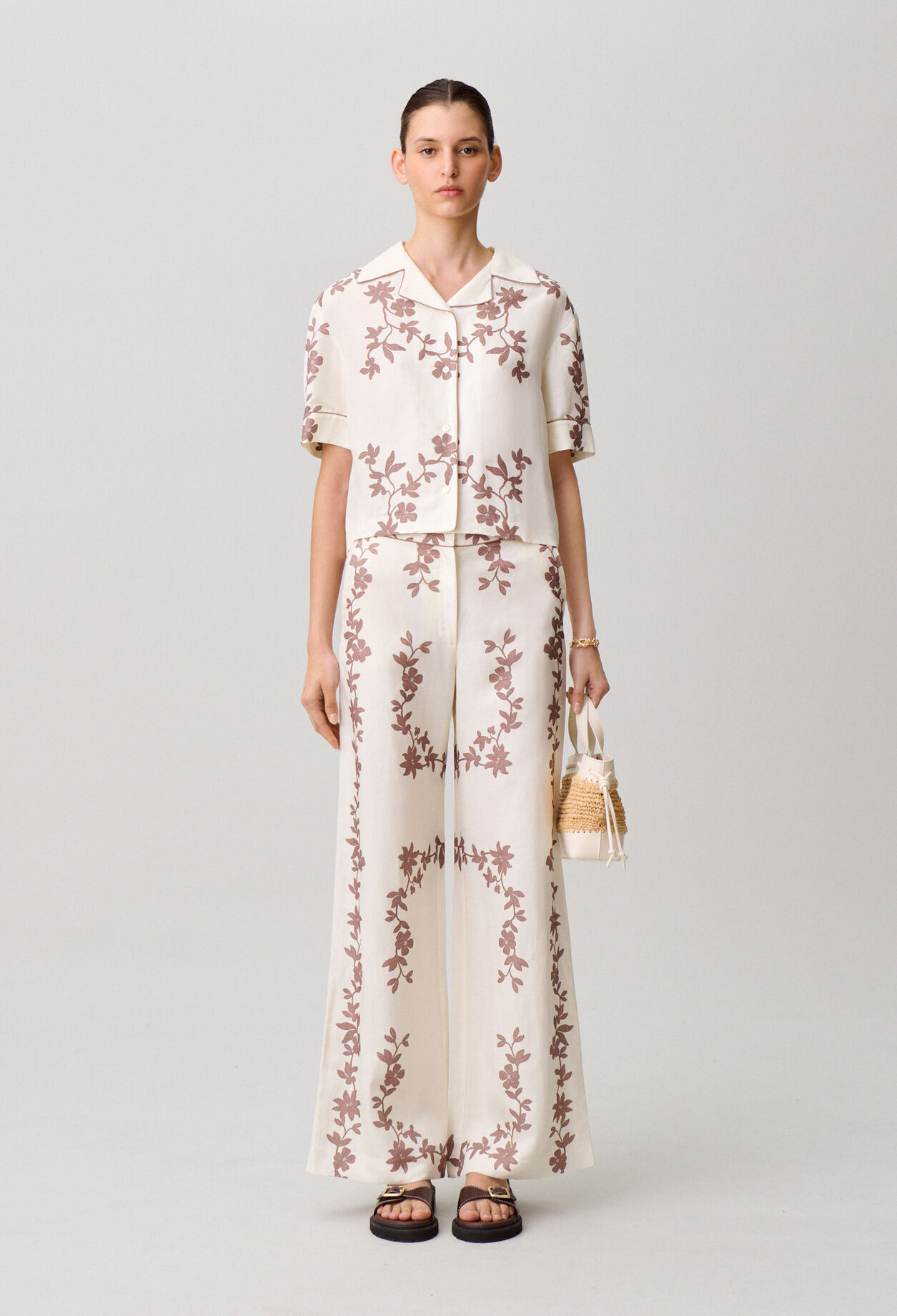 Pantalon large fleurs