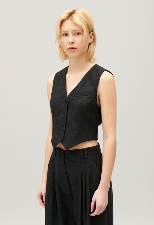 Gilet costume gris chiné