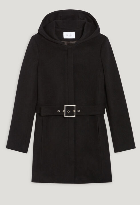 Belted coat in wool and cashmere