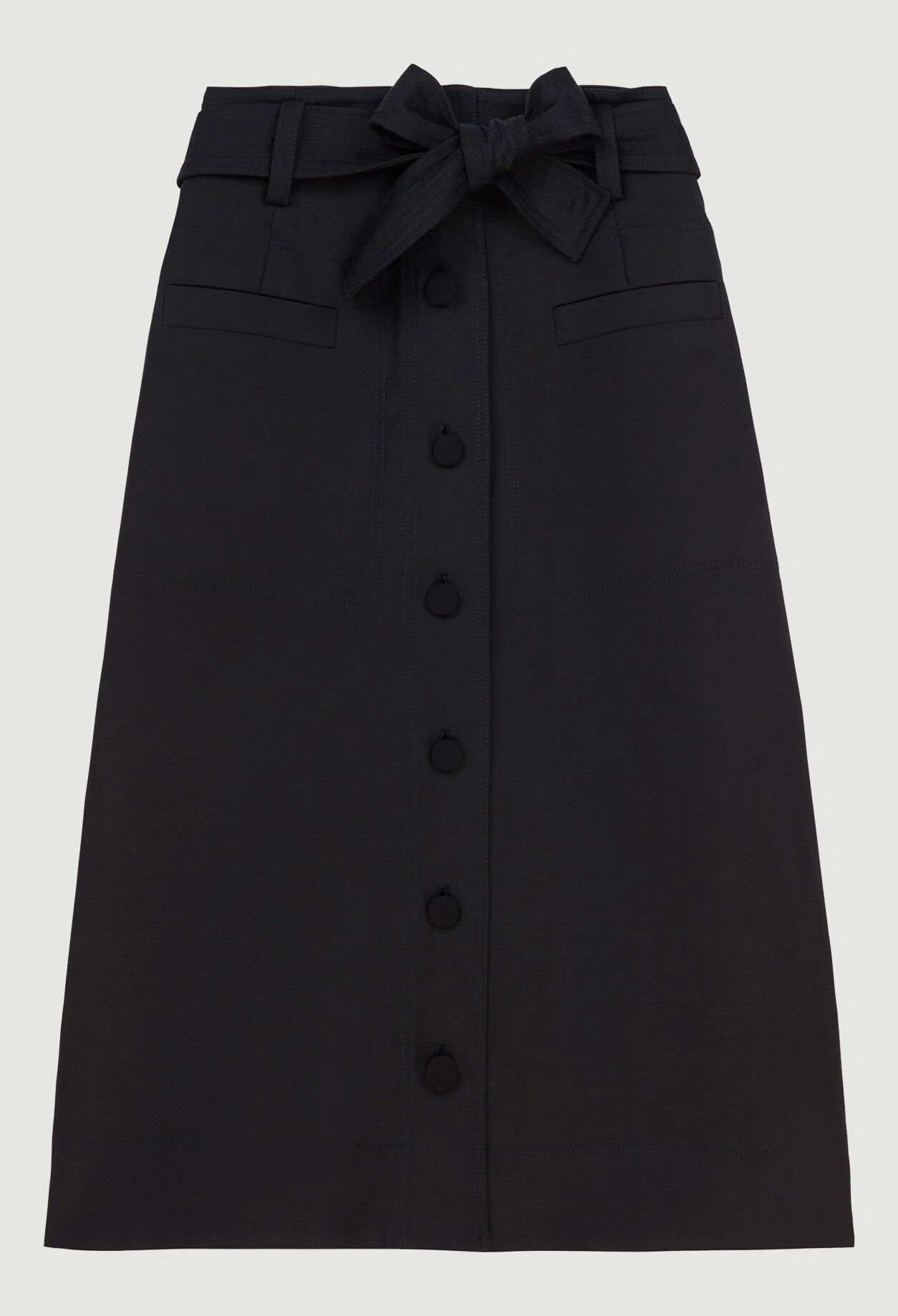 Buttoned midi skirt with ties