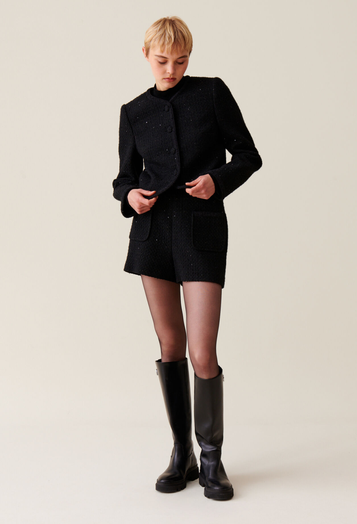 Black straight tweed jacket