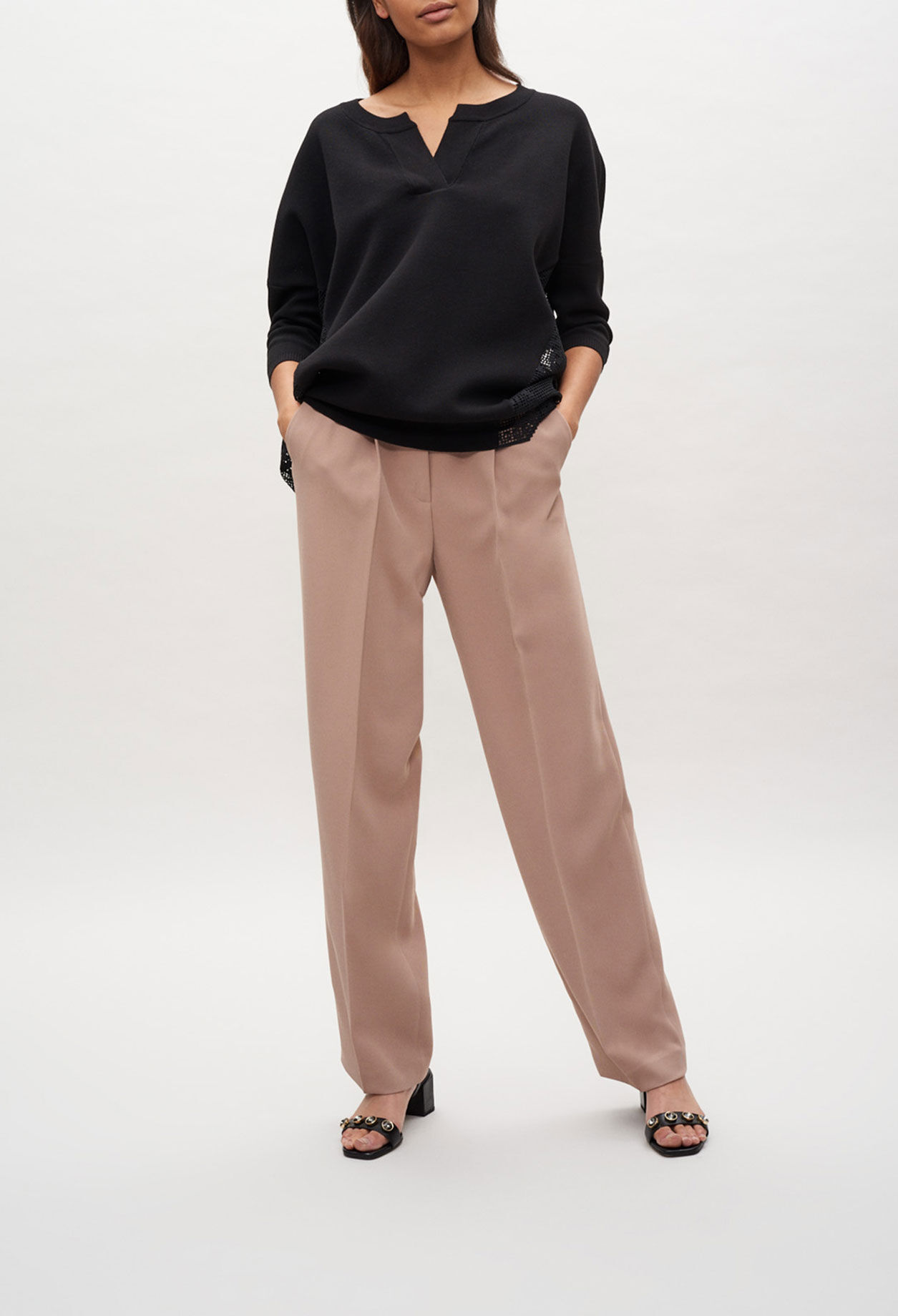 Sweater with lace inlays