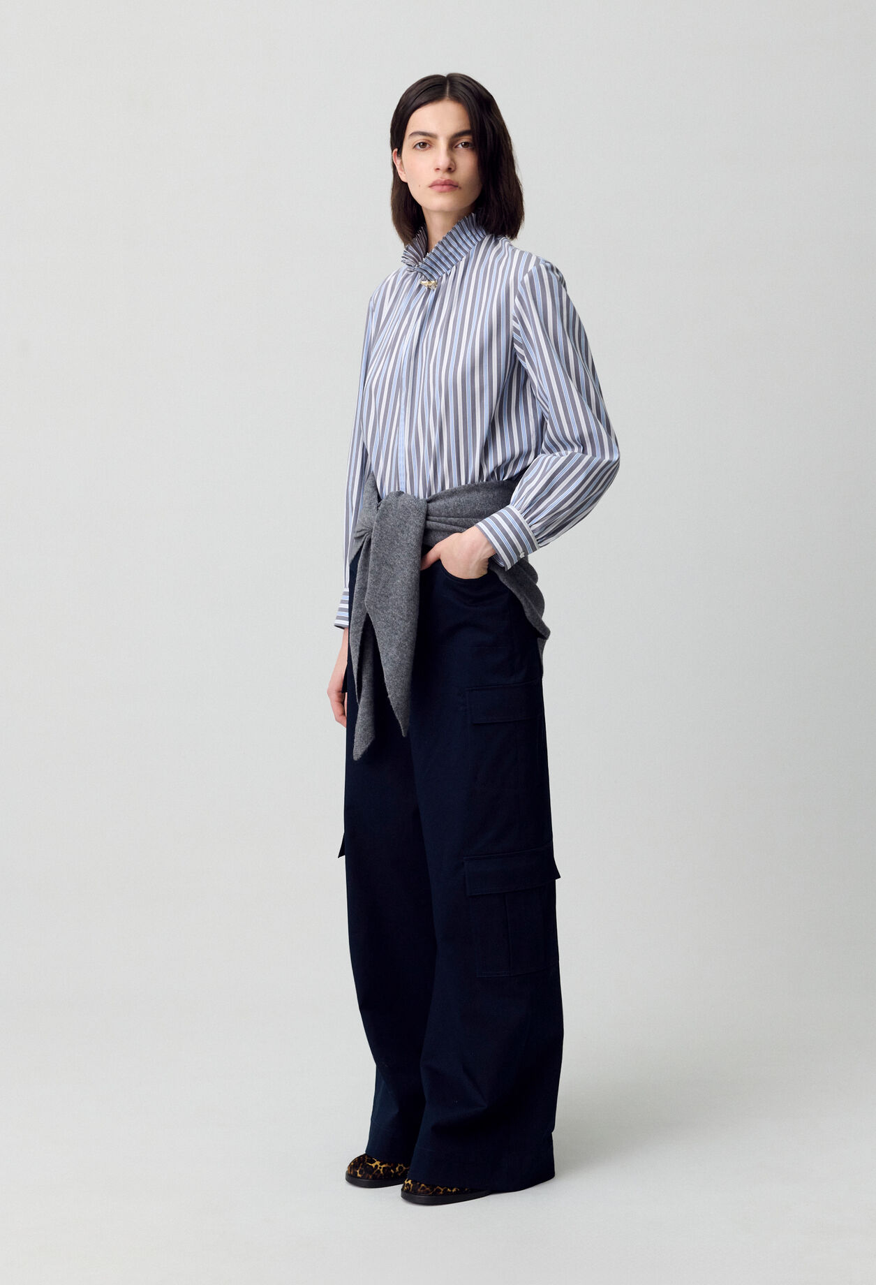 Blouse rayée col victorien