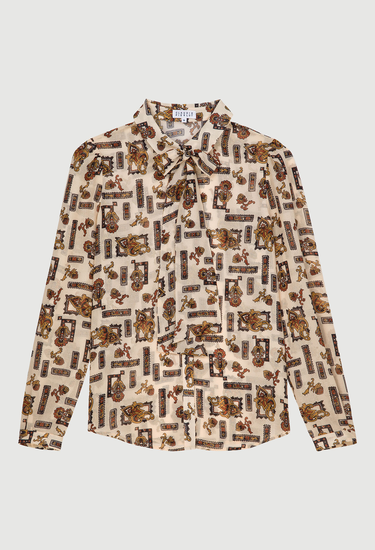 Blouse lavallière à motifs