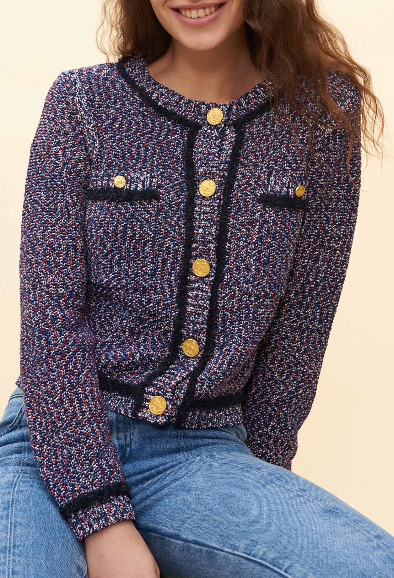 Cardigan en maille mouchetée