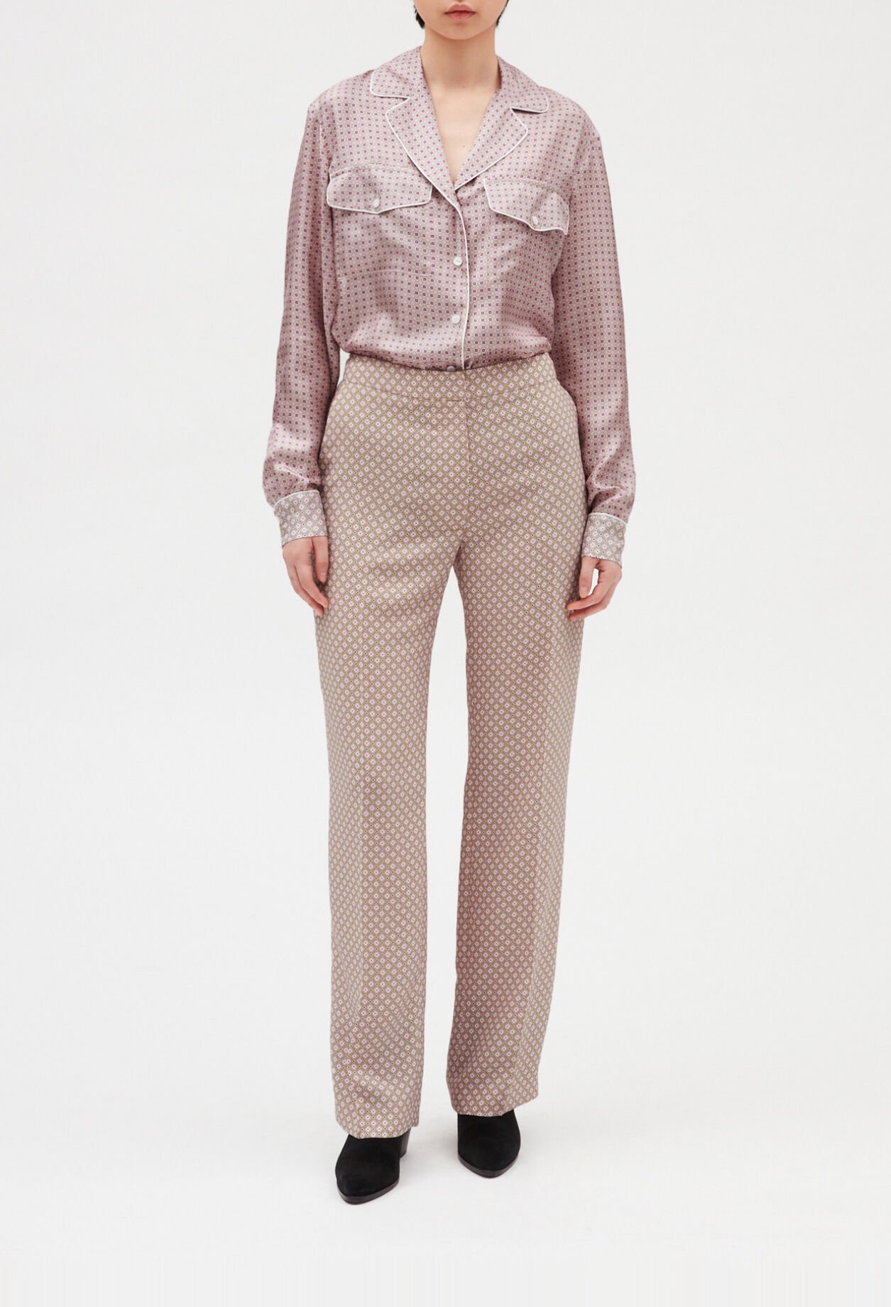 Powder pink silk shirt