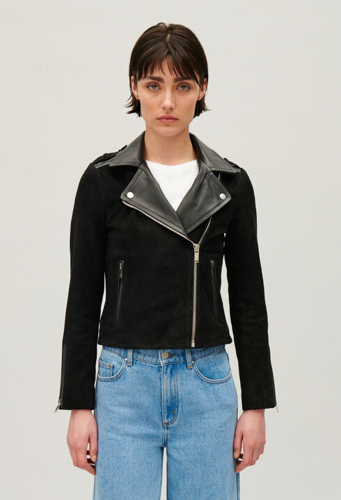 Veste en cuir noir