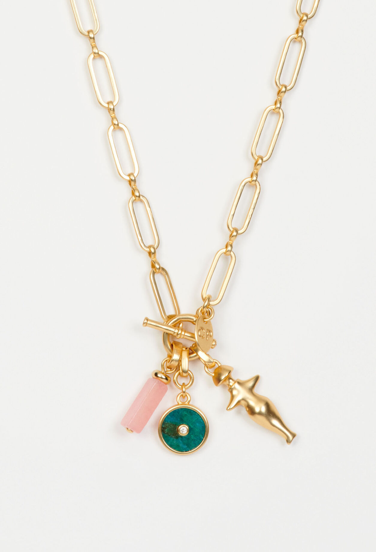 Long gold necklace