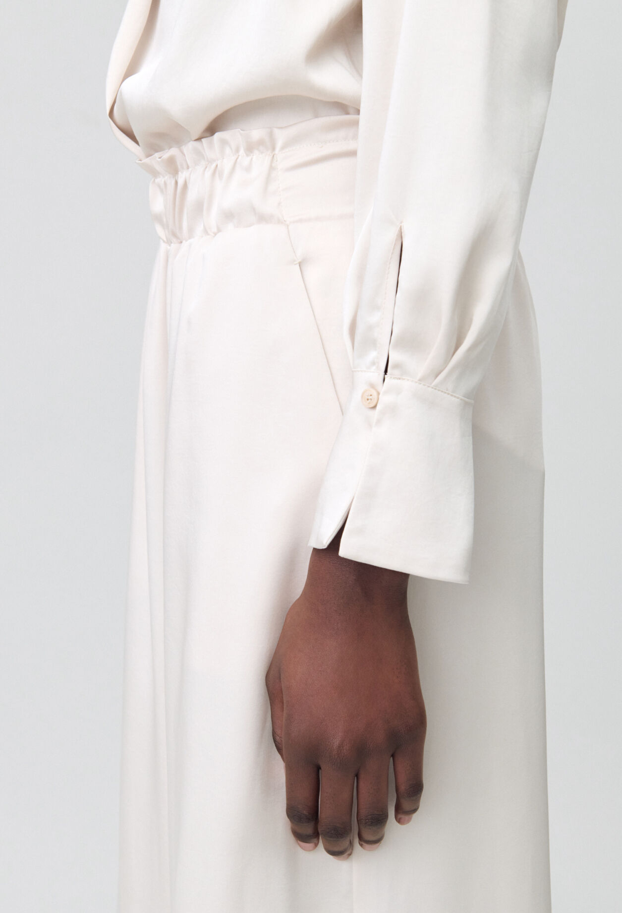 Wide-leg trousers with smocked waistband