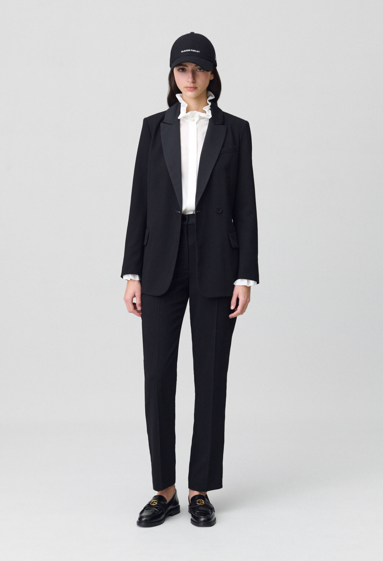 Veste tailleur boutonnée ceinturée