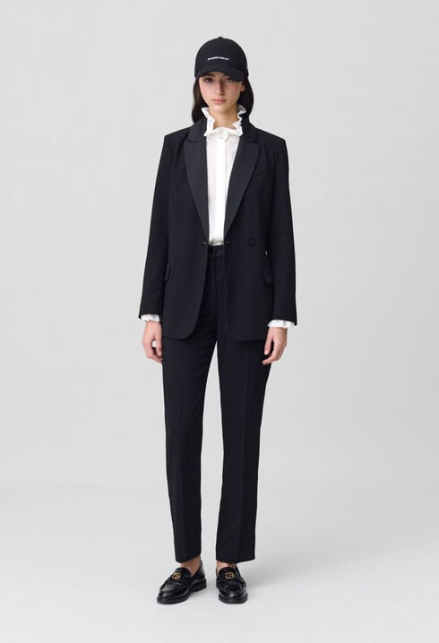 Veste tailleur boutonnée ceinturée