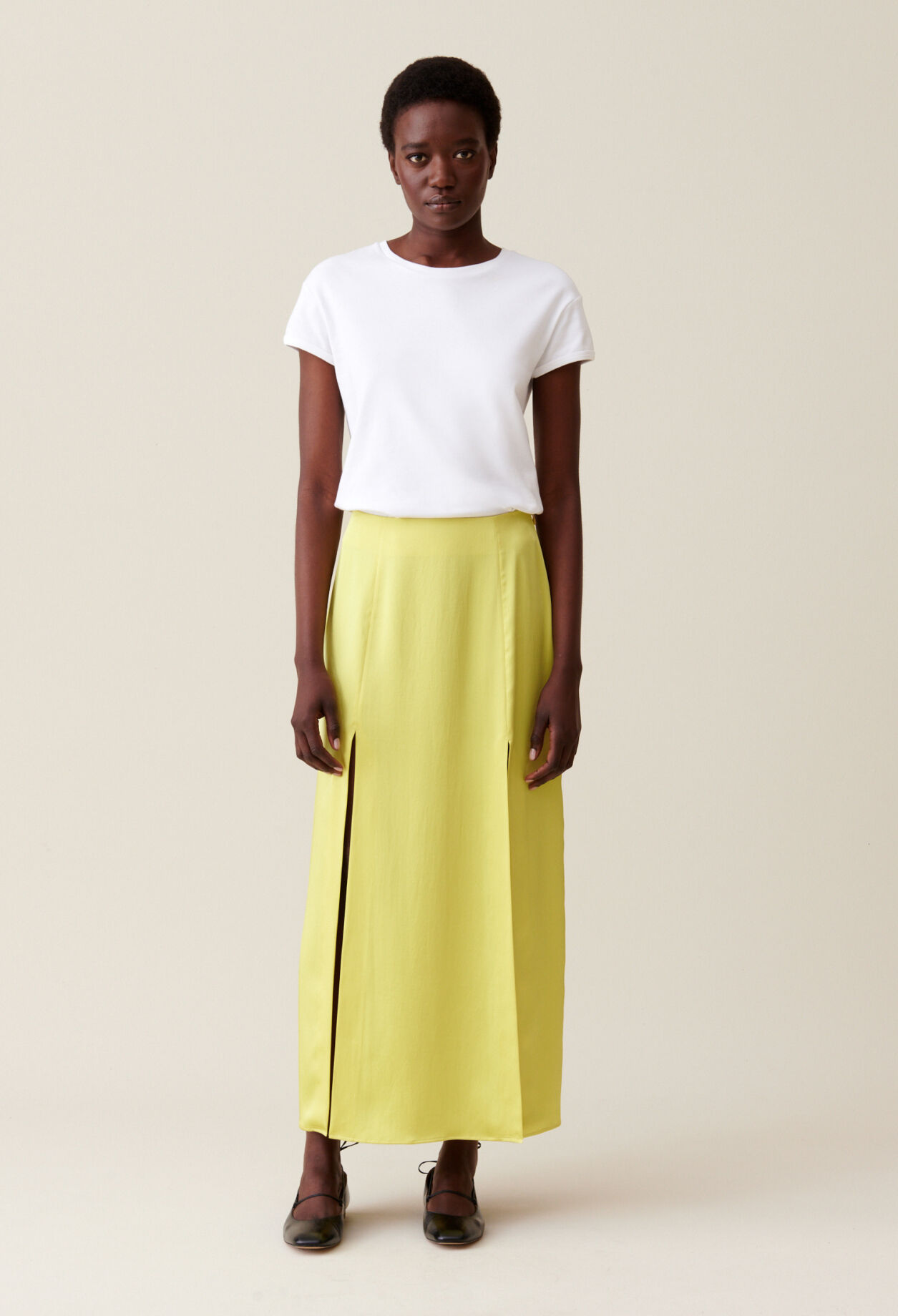 Maxi skirt with two front slits clearance