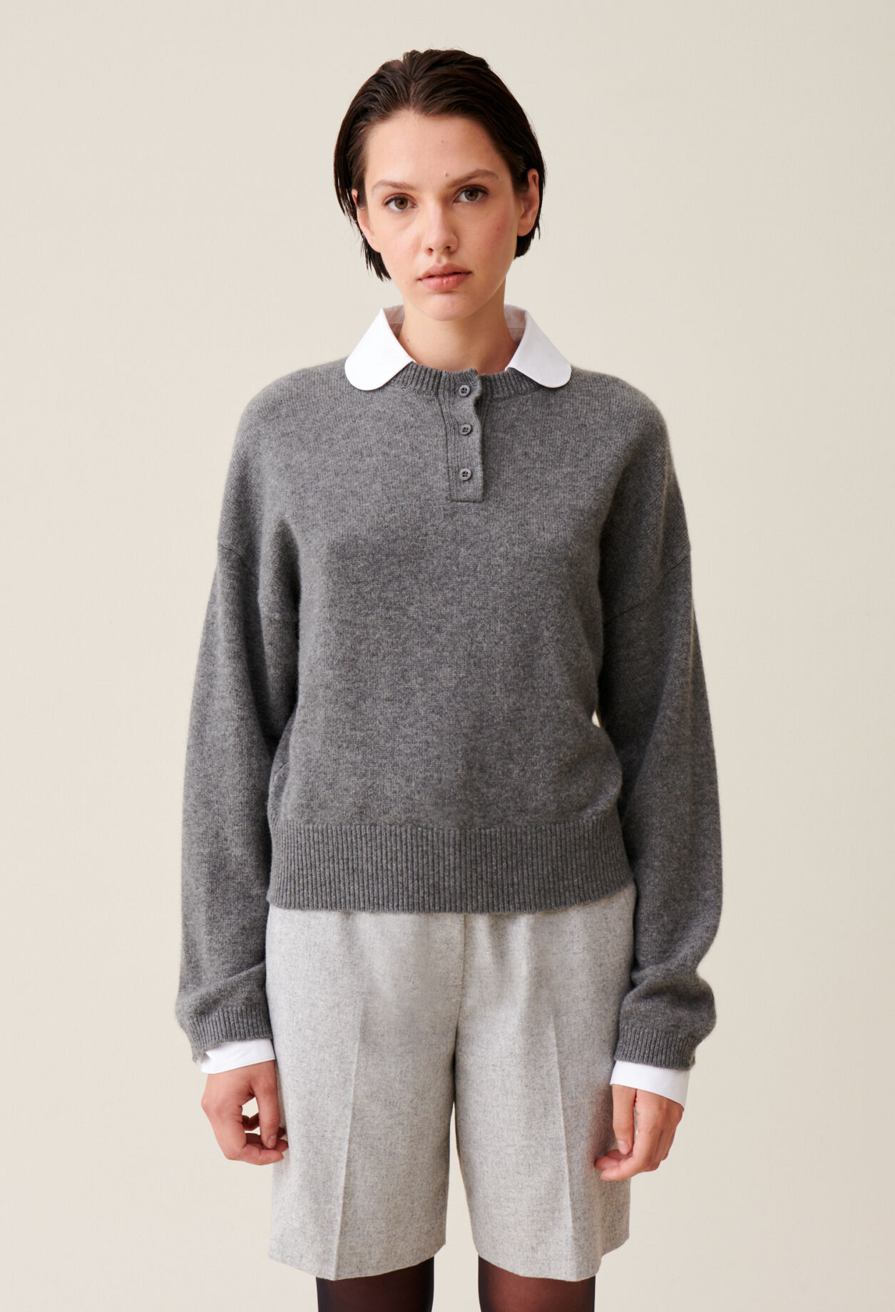 Cashmere jumper detachable collar