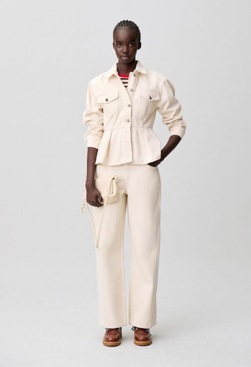 Blouson denim écru manches longues