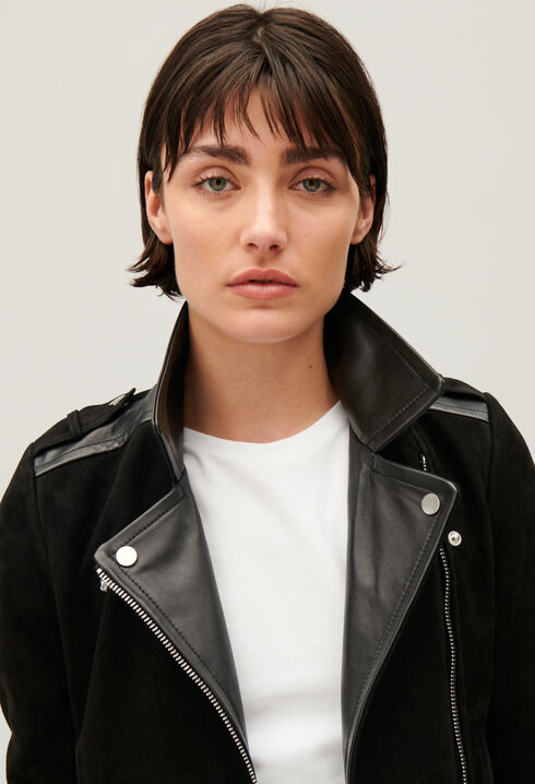 Veste en cuir noir