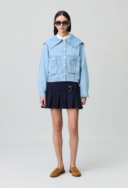 Veste jean denim col large