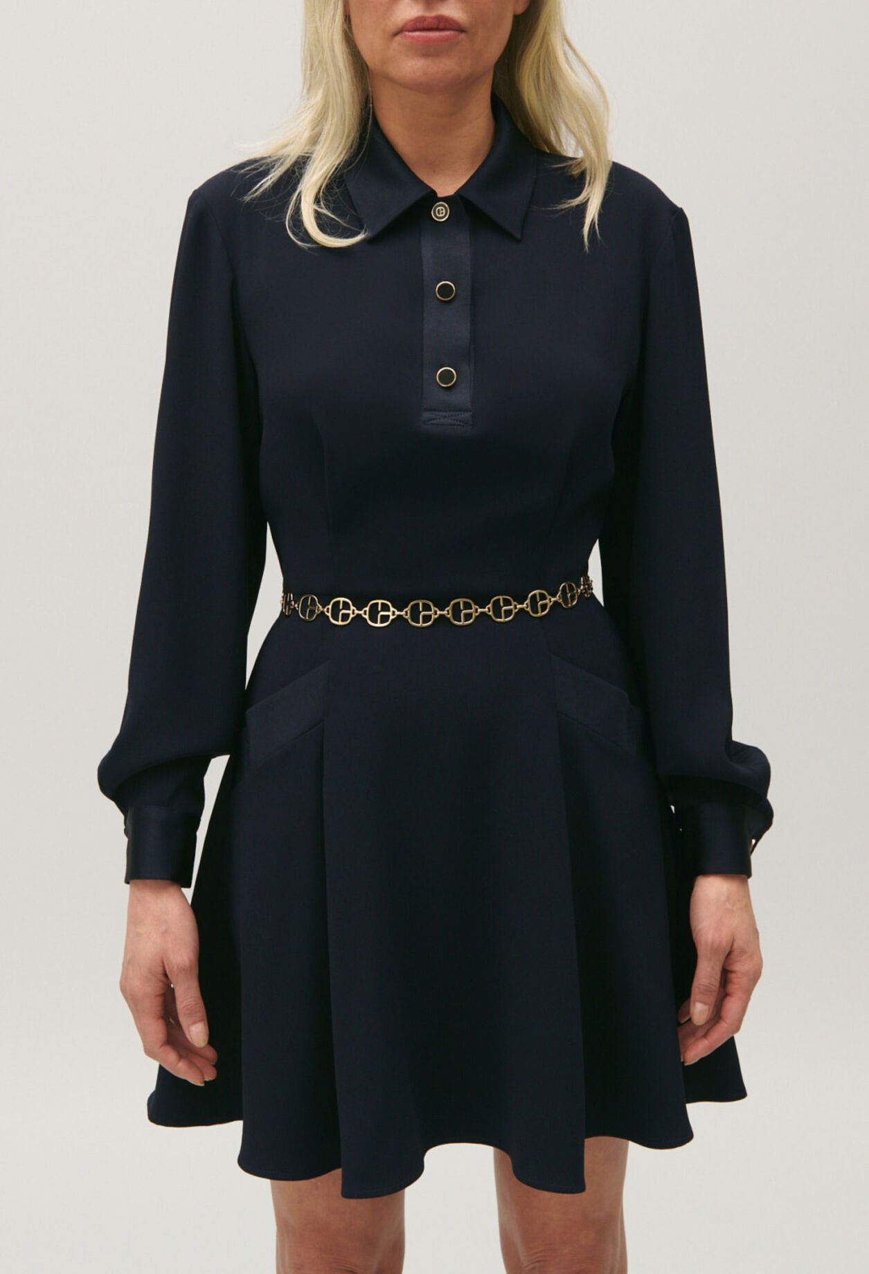 Robe courte col chemise marine