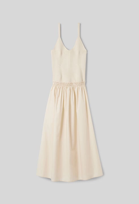 Midi dress with crochet bodice