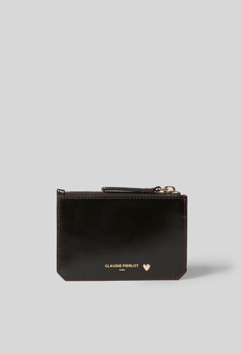 Porte carte cuir coeur doré