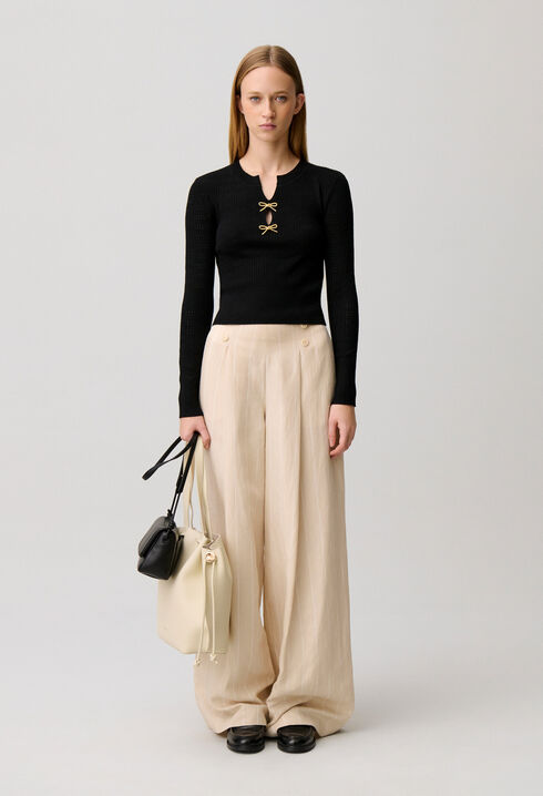 Fine knit bow jumper