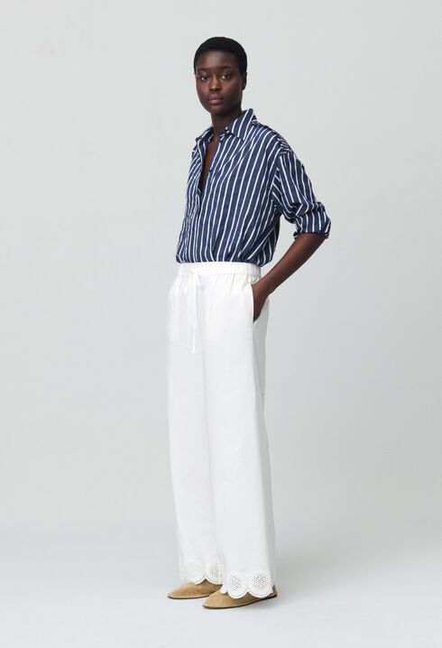 Pantalon léger large brodé