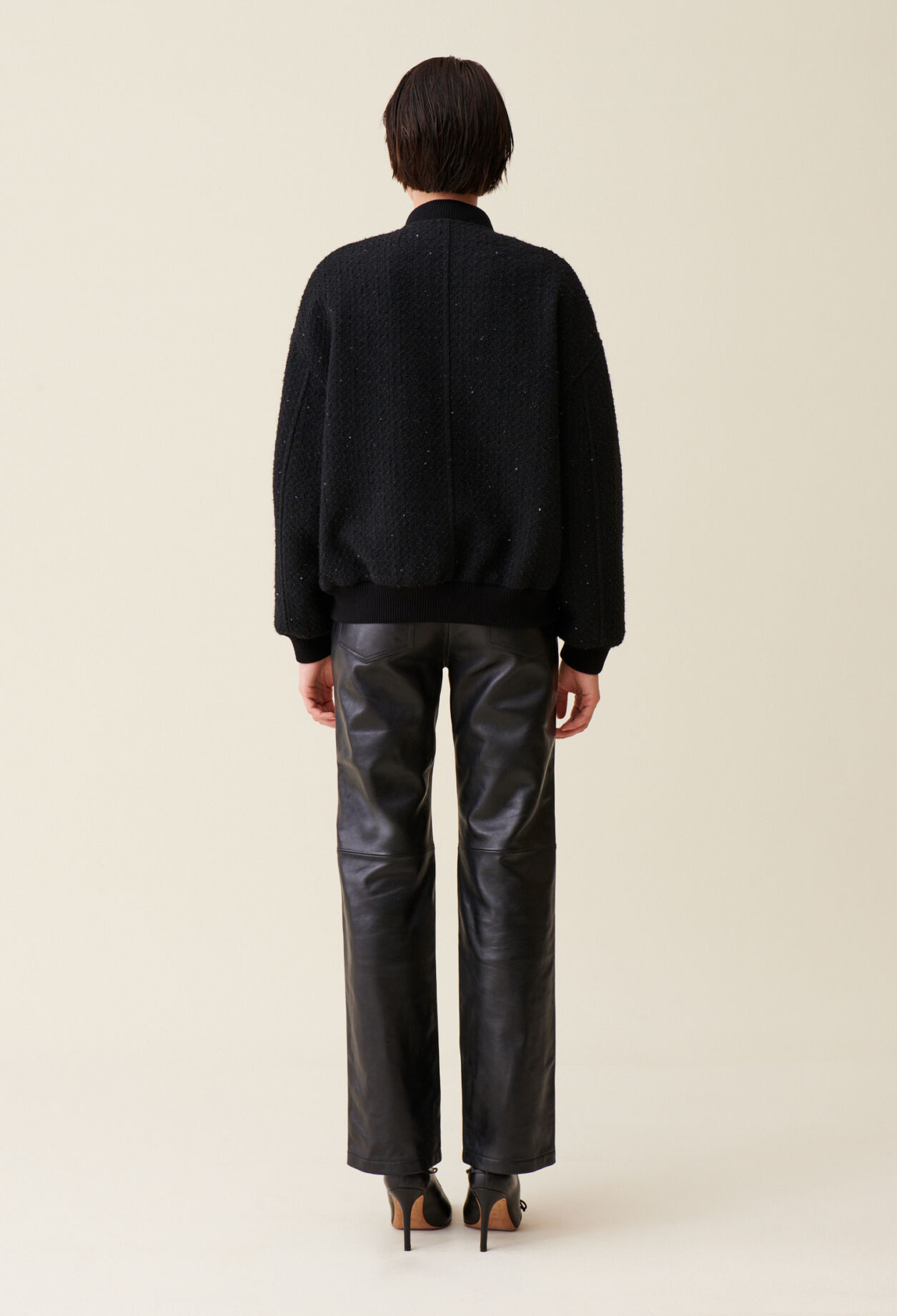 Black tweed bomber
