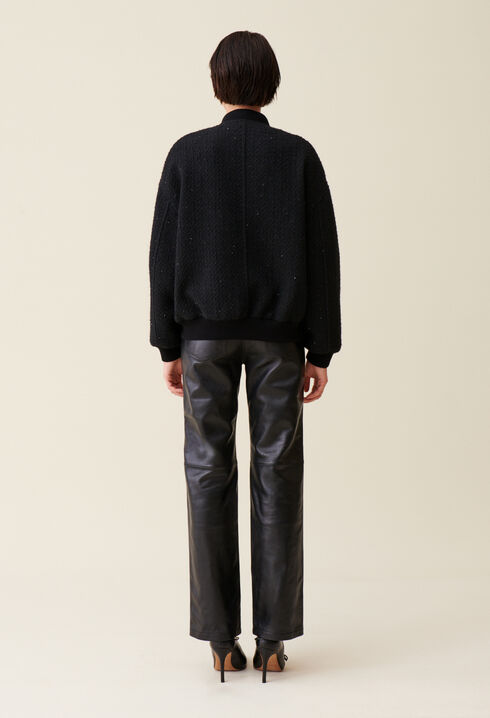 Black tweed bomber