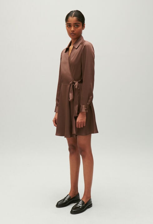 Rixie mocha brown short floaty dress