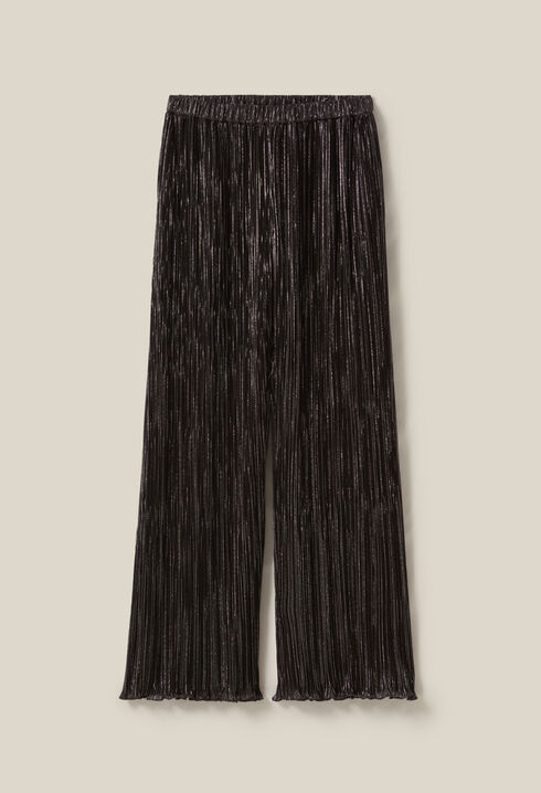 Pantalon fluide plissé argenté
